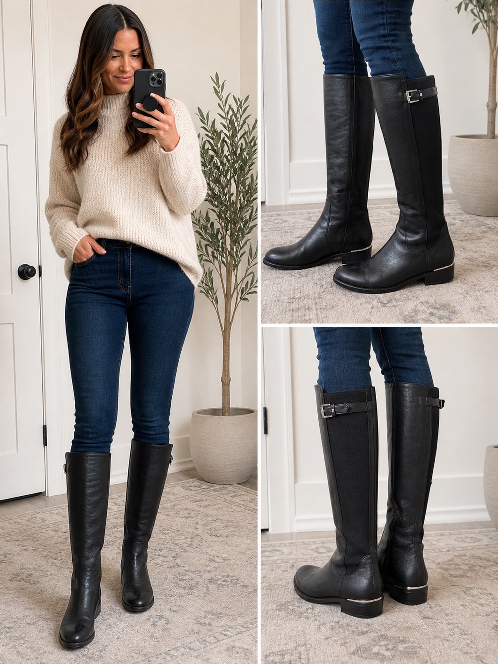 Coach Black Tall Riding Boots Leather Buckle Equestrian Side Zip Women’s Size 7